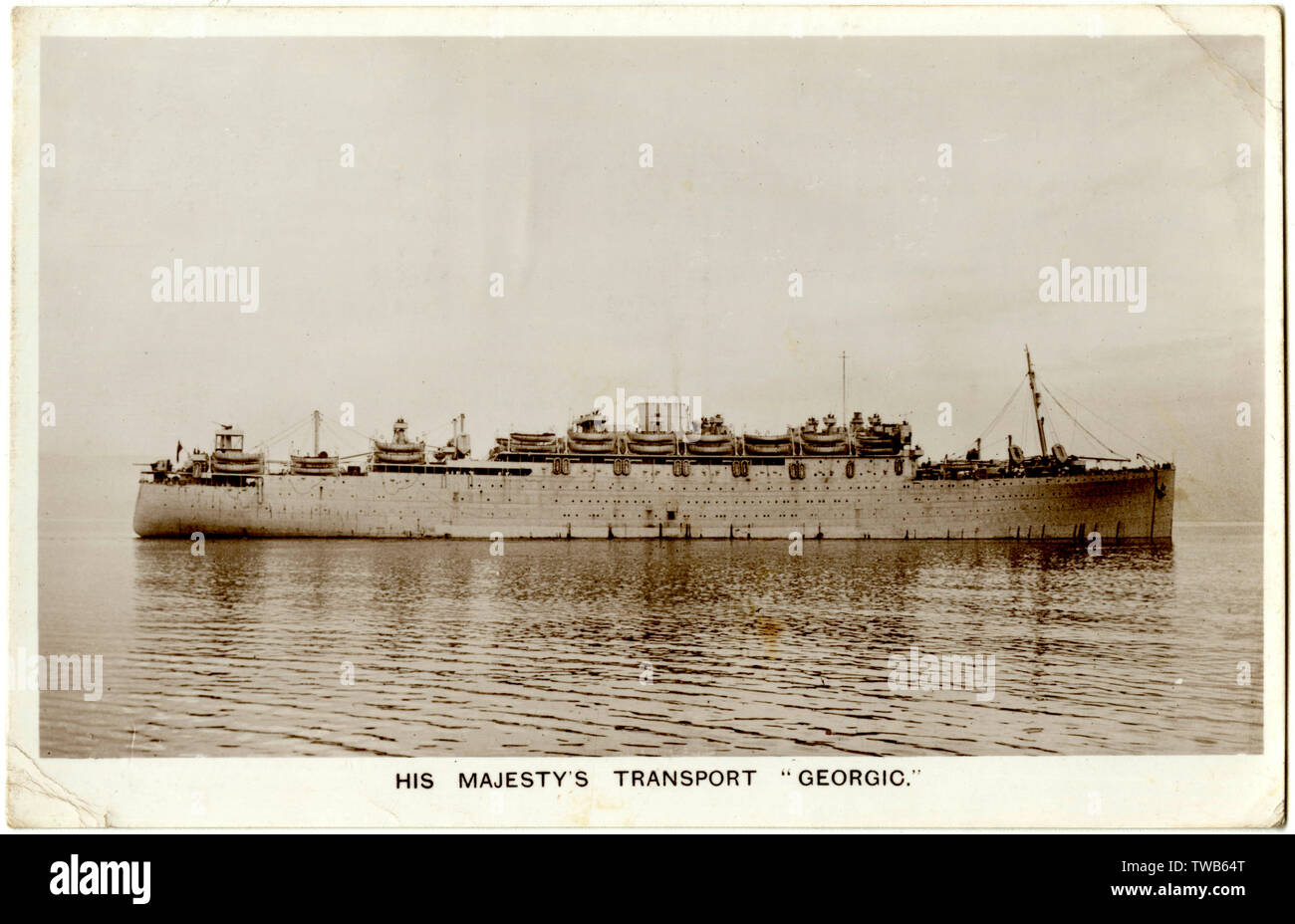 HM Transport ship Georgic, WW2 Stock Photo