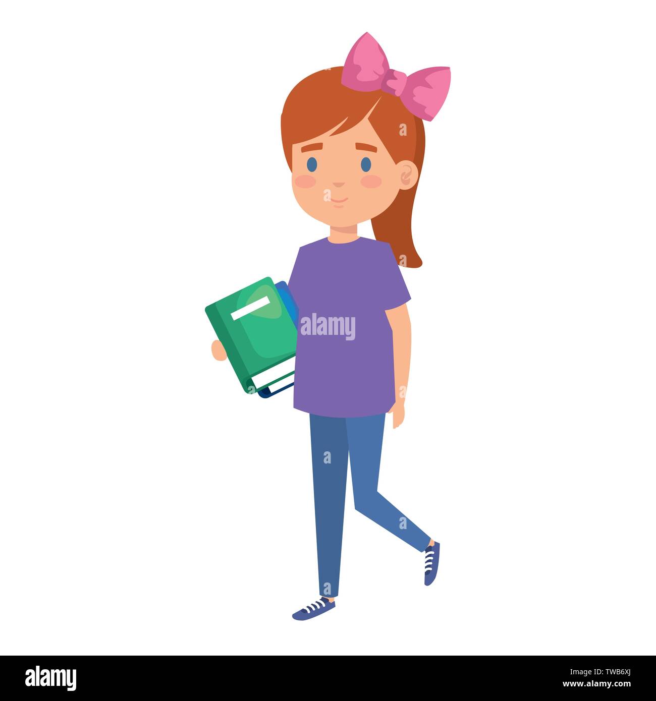 happy student girl with books character Stock Vector Image & Art - Alamy