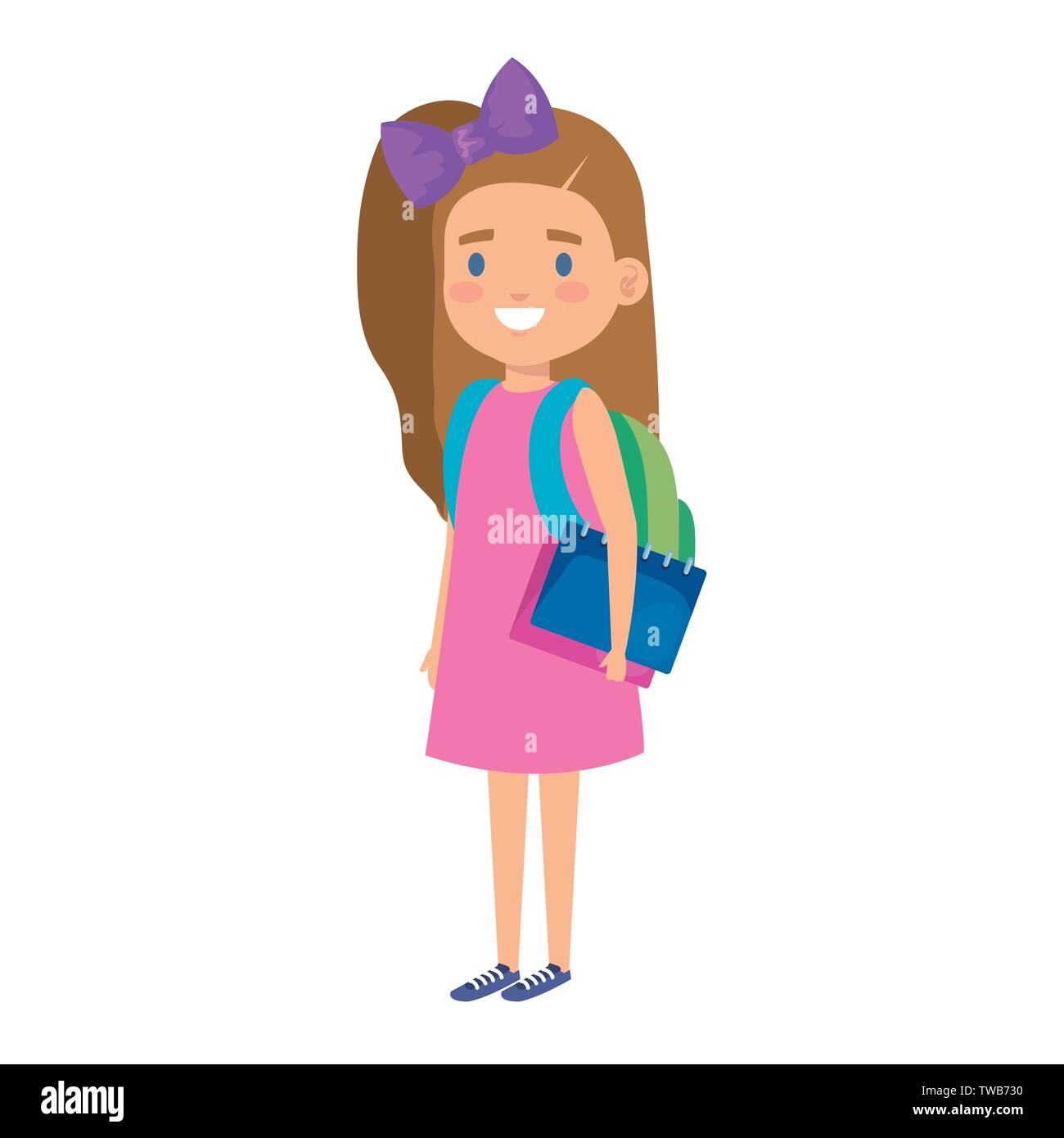 happy student girl with school bag and books Stock Vector Image & Art ...