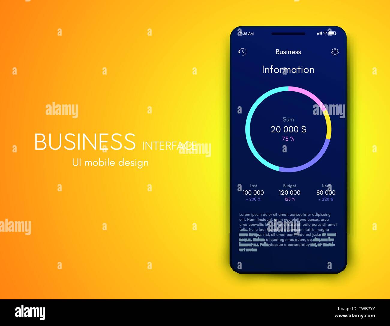 Vector graphics mobile infographics with four options. Template for creating mobile applications, workflow layout, diagram, banner, web design Stock Vector