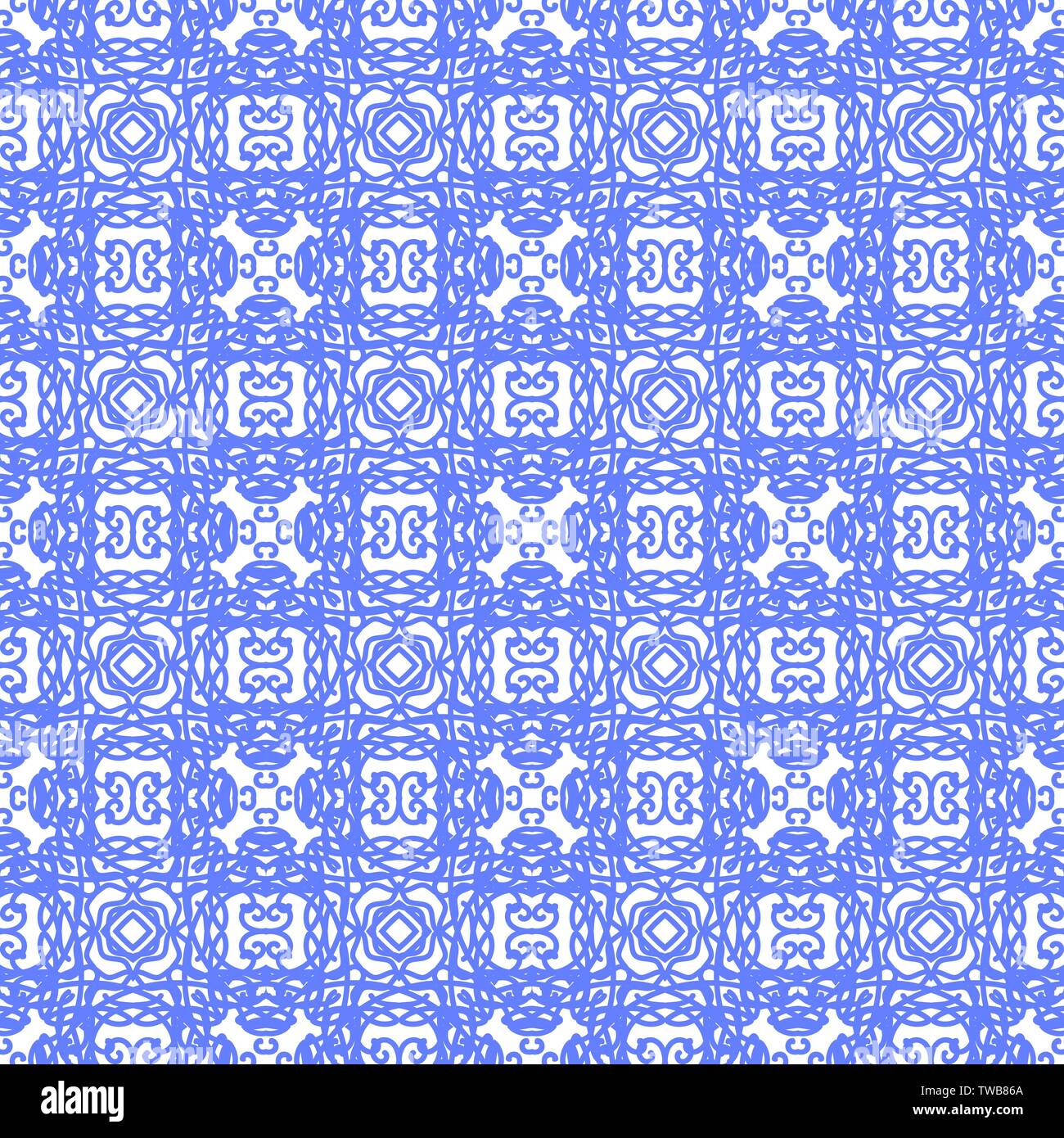 Blue Seamless Line Pattern. Endless Texture. Oriental Geometric Ornament Stock Vector
