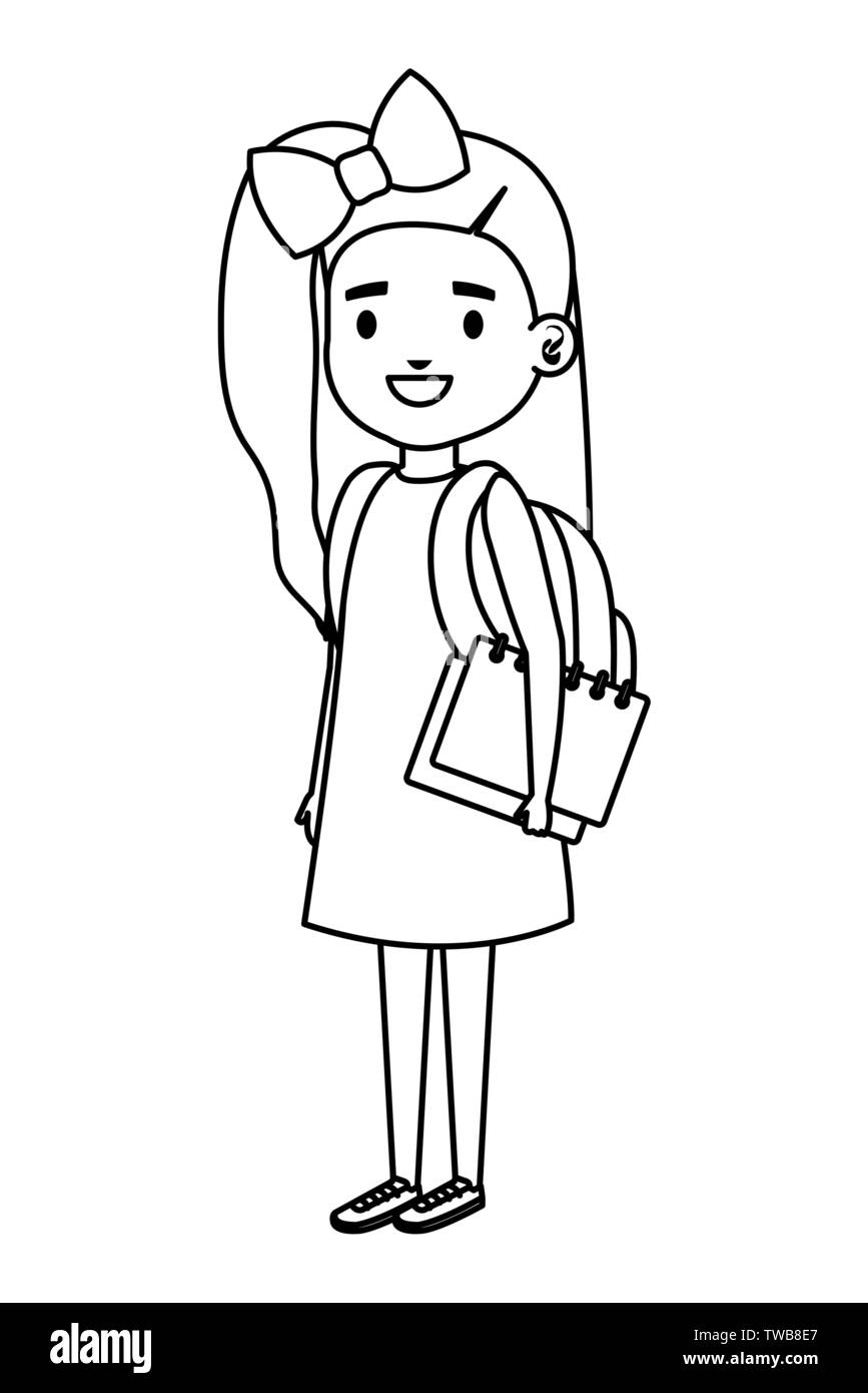 happy student girl with school bag and books Stock Vector Image & Art ...