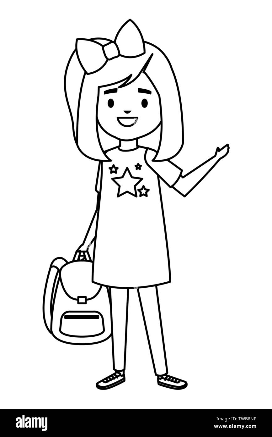 happy student girl with school bag Stock Vector Image & Art - Alamy
