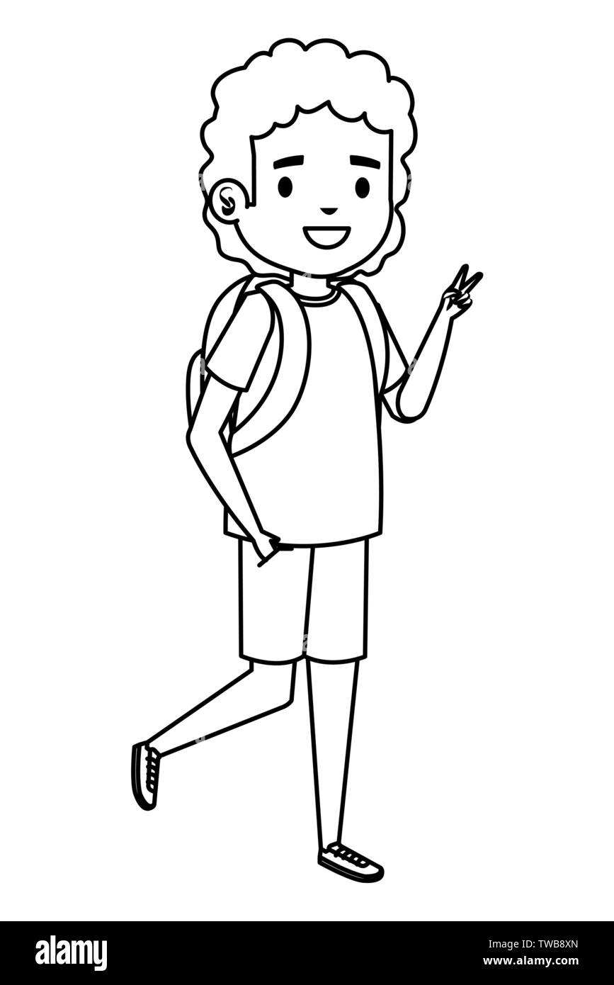 happy student boy with schoolbag Stock Vector Image & Art - Alamy