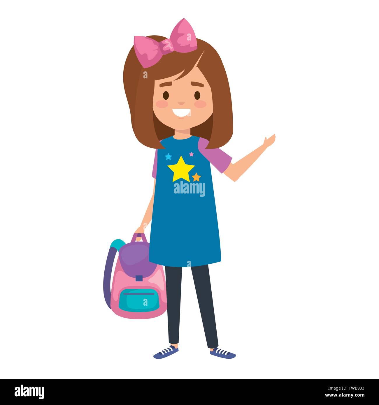 happy student girl with school bag Stock Vector Image & Art - Alamy