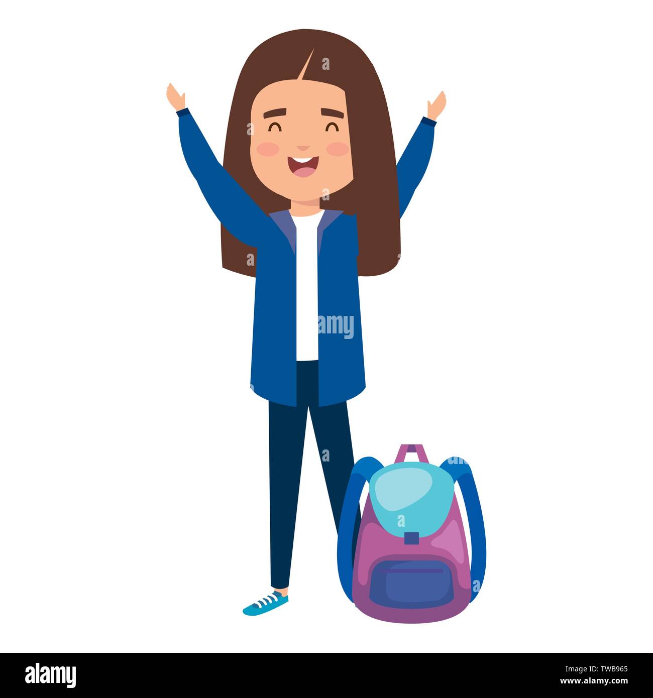 happy student girl with school bag Stock Vector Image & Art - Alamy