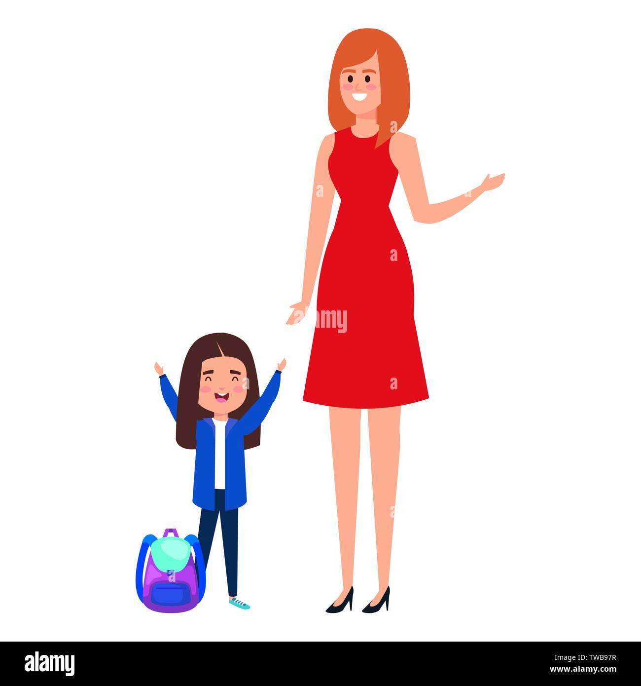 happy student girl with female teacher Stock Vector Image & Art - Alamy