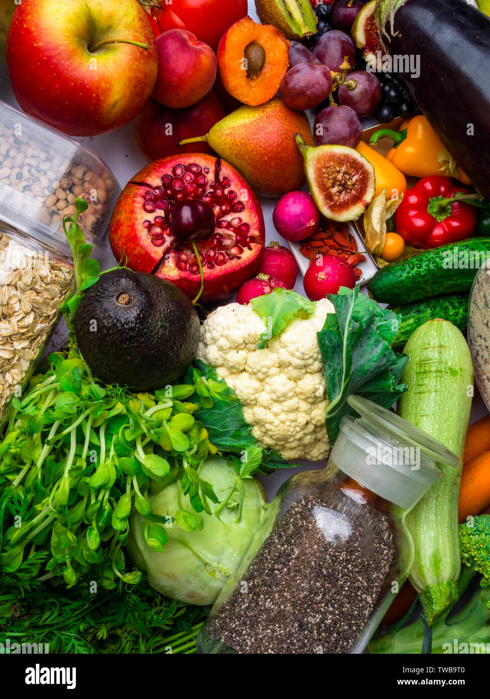 fruits, vegetables rich in antioxidants vitamins fiber. Healthy clean