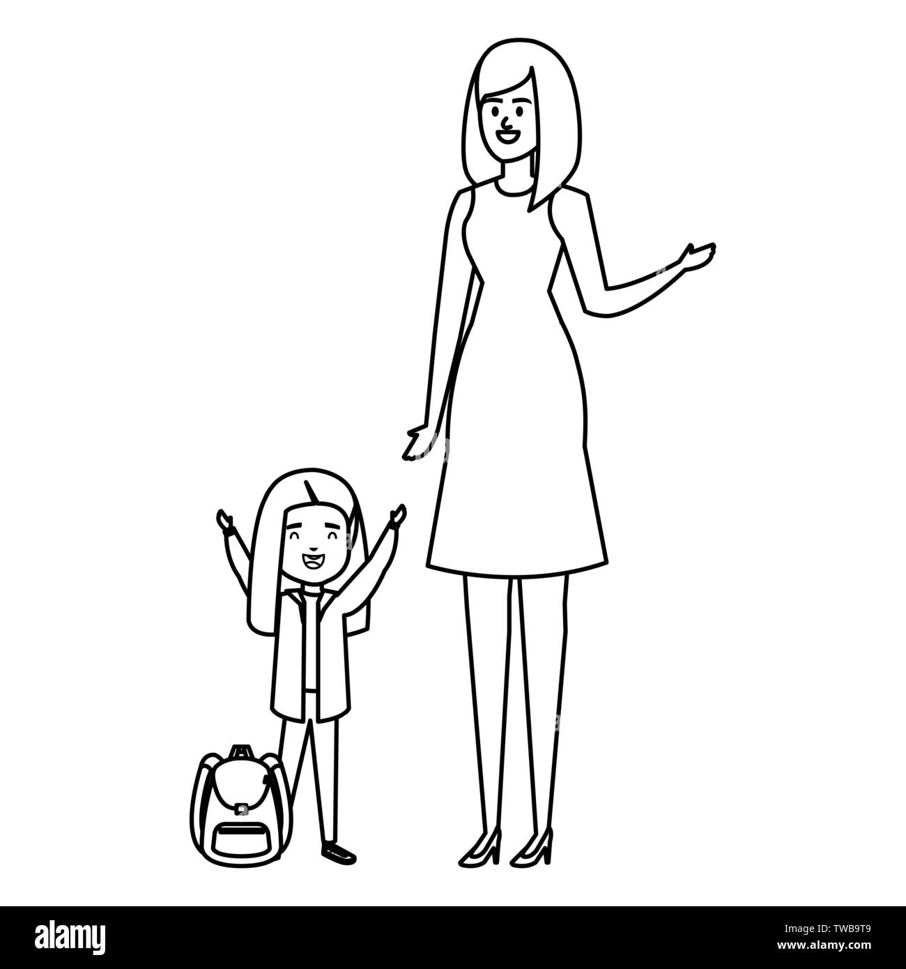 happy student girl with female teacher Stock Vector Image & Art - Alamy