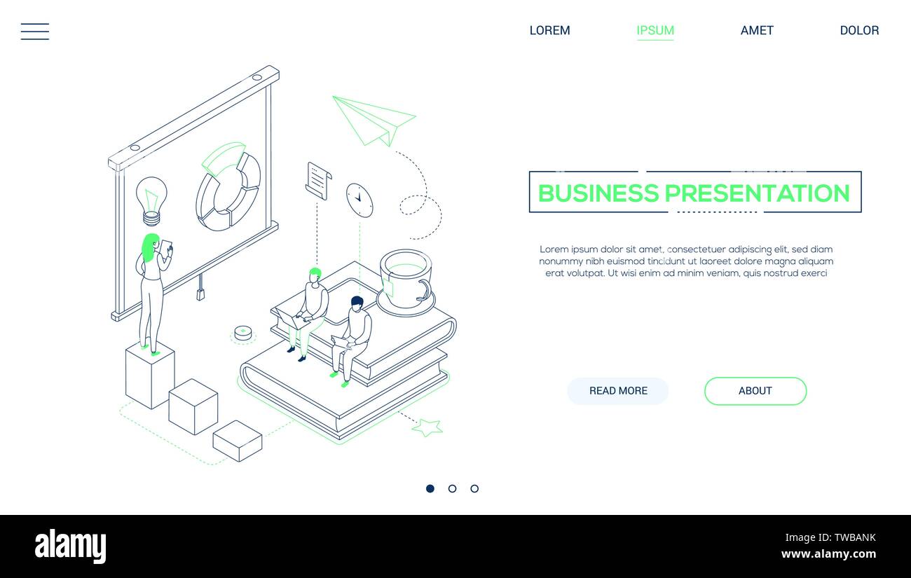 Business presentation - line design style isometric web banner Stock ...