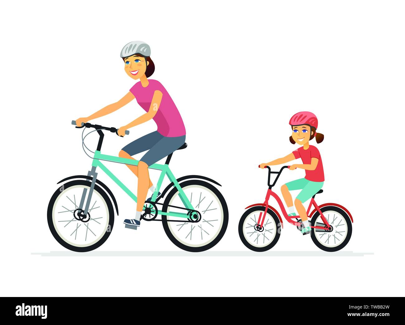Mother and daughter cycling - cartoon people characters illustration Stock  Vector Image & Art - Alamy