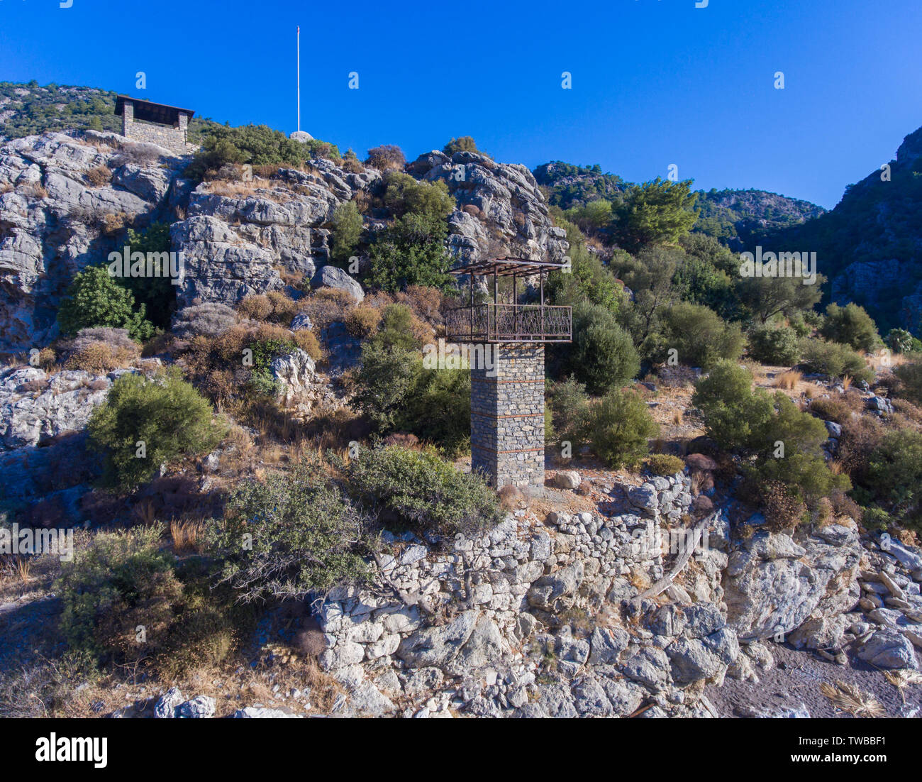 Brick Rocks Top View Built of stone bricks on the rocks. Aerial view Stock Photo - Alamy
