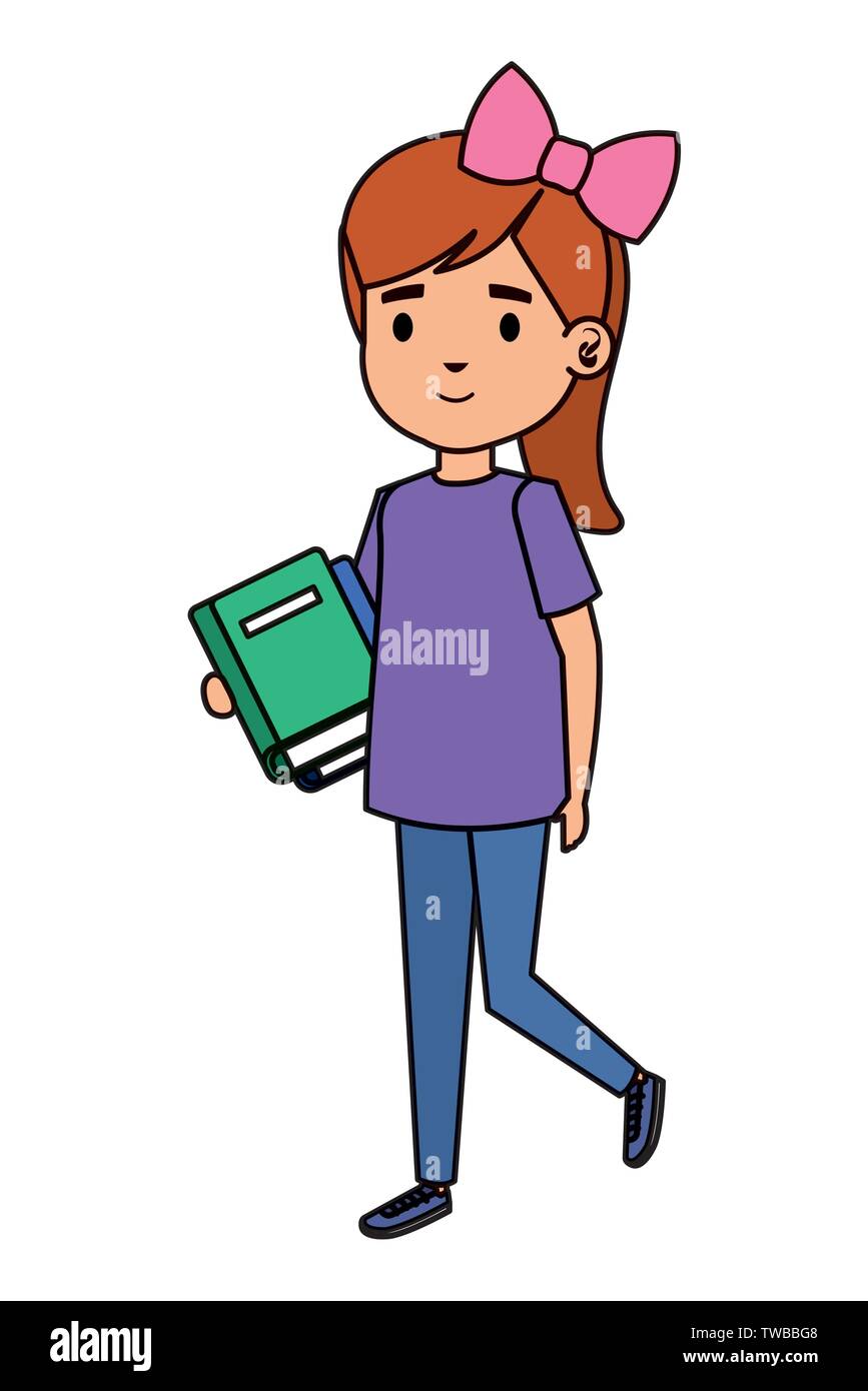 happy student girl with books character Stock Vector Image & Art - Alamy