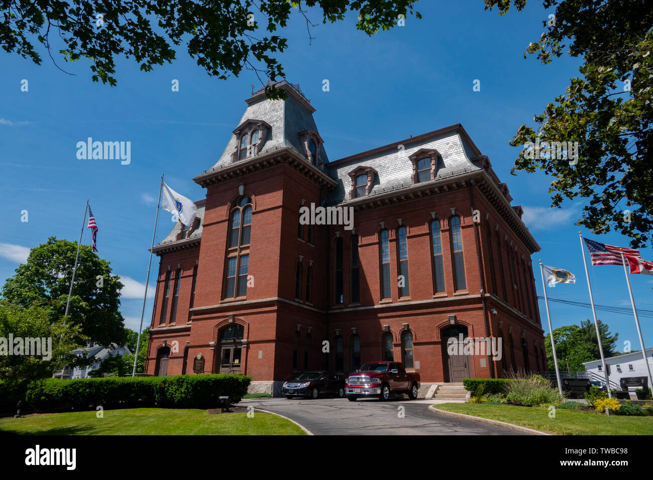 USA Massachusetts MA Hudson small New England town city hall Stock Photo