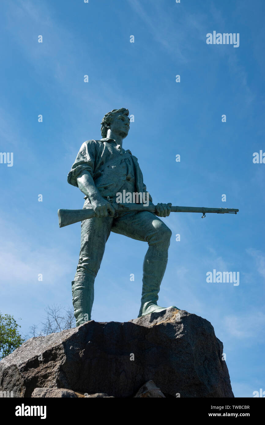 USA Massachusetts MA  Lexington Minuteman Statue also called Captain John Parker Statue Stock Photo