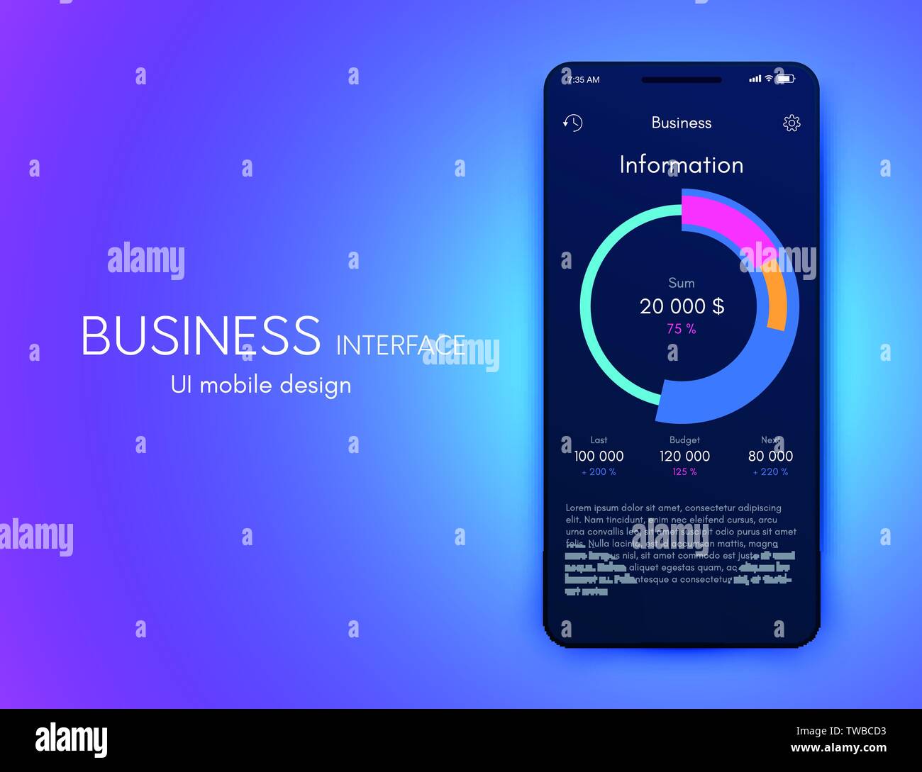 Vector graphics mobile infographics with four options. Template for creating mobile applications, workflow layout, diagram, banner, web design Stock Vector