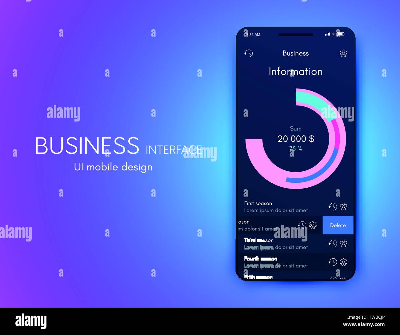 Vector graphics mobile infographics with four options. Template for creating mobile applications, workflow layout, diagram, banner, web design Stock Vector