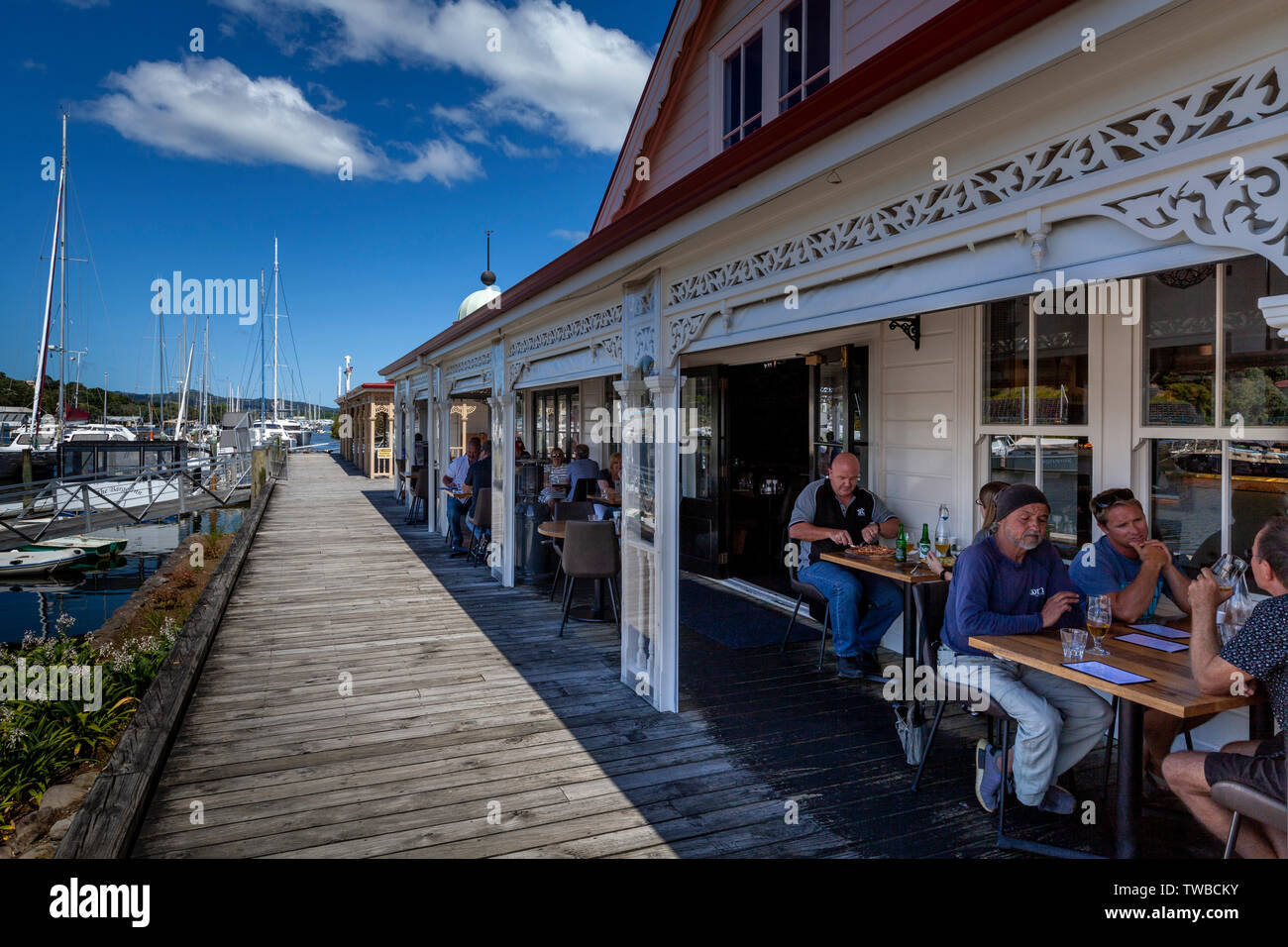The Quay Restaurant, Town Basin, Whangarei, North Island, New Zealand Stock Photo