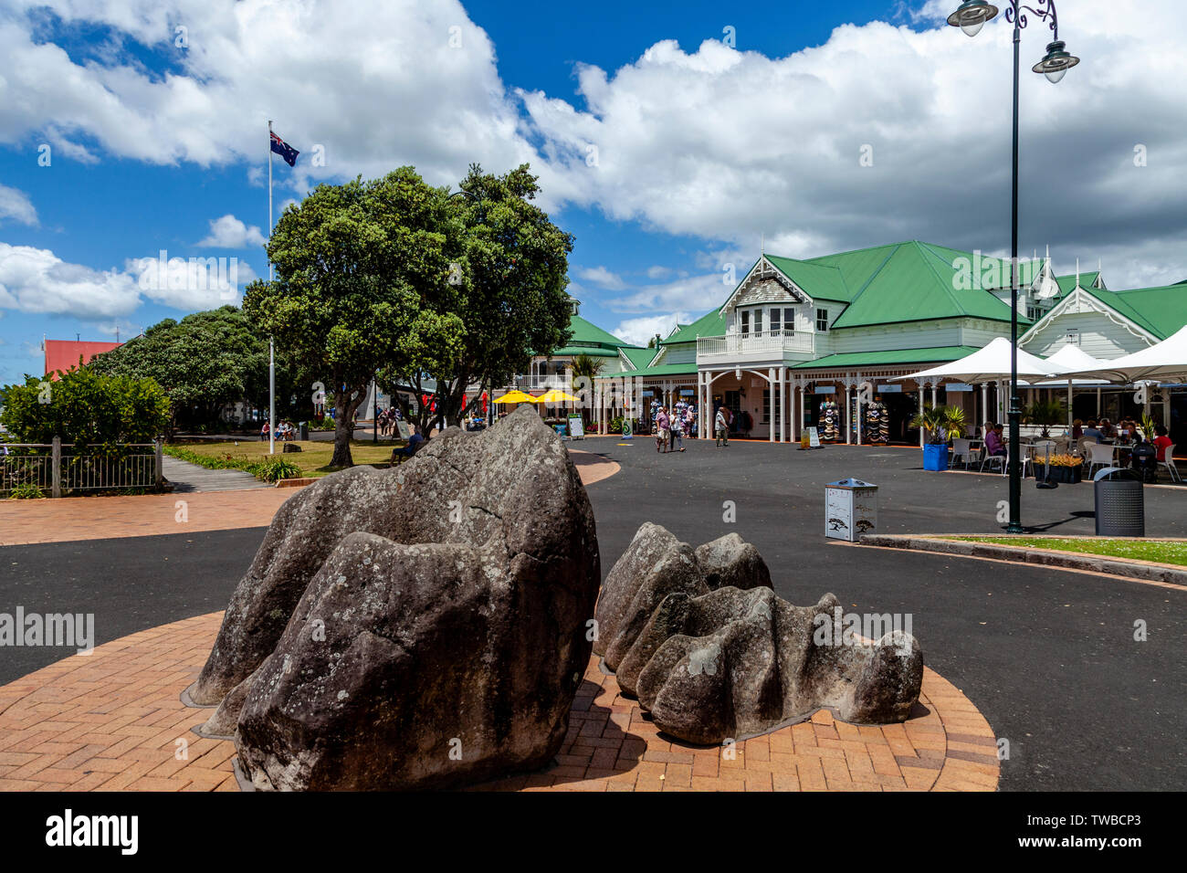 Cafes and Restaurants In The Town Basin, Whangarei, North Island, New Zealand Stock Photo