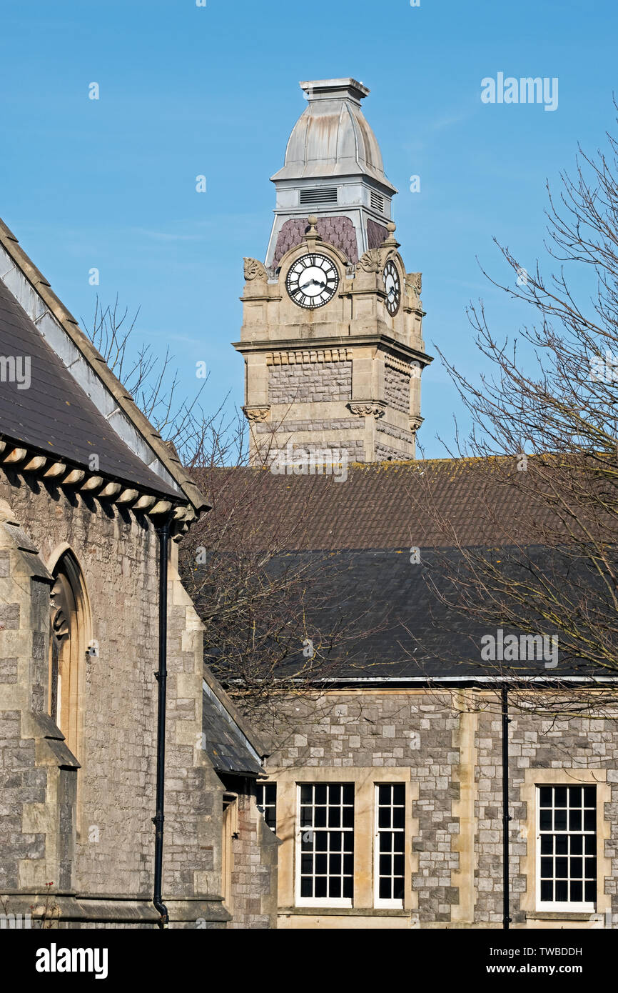 The clock tower of the town hall in WestonsuperMare, UK Stock Photo
