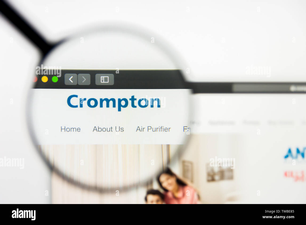 New York, New York State, USA - 18 June 2019: Illustrative Editorial of Crompton Greaves Consumer Electrical website homepage. Crompton Greaves Consum Stock Photo