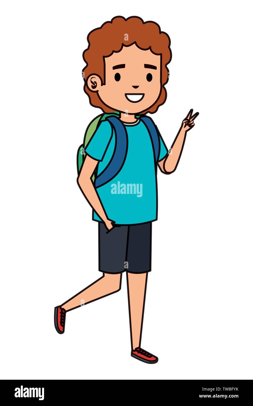 happy student boy with schoolbag Stock Vector Image & Art - Alamy