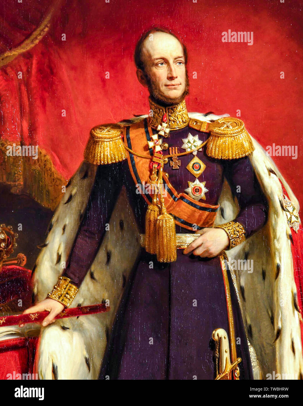 King William II of the Netherlands (1792-1849), portrait painting detail, 1849 Stock Photo