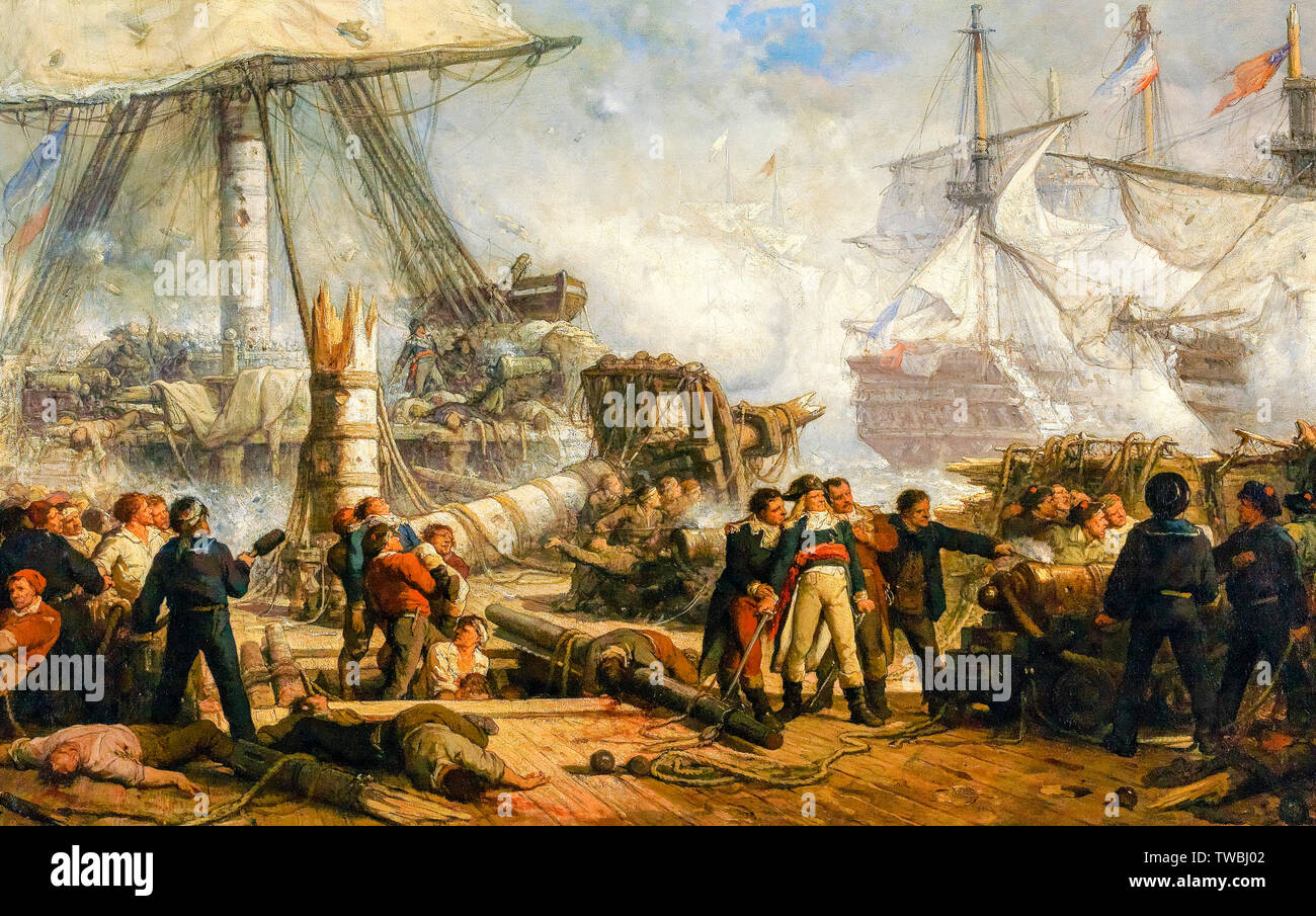 Lord Nelson at the Battle of Trafalgar, painting, 1878 Stock Photo