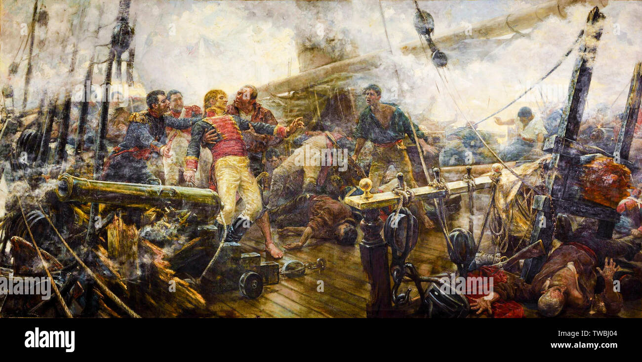 Churruca's Death at the Battle of Trafalgar, painting, 1892 Stock Photo