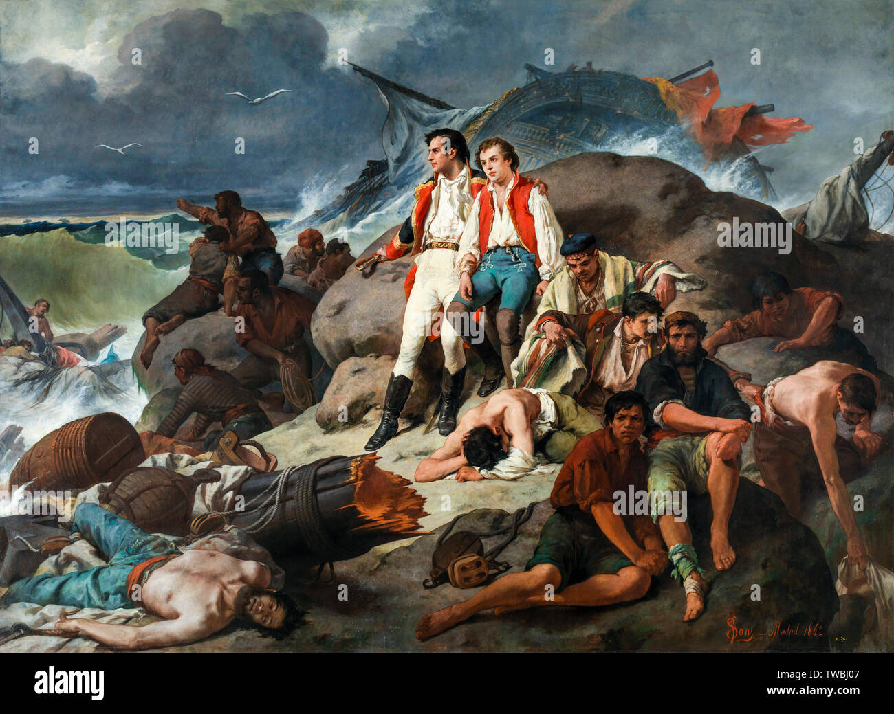 Episode after Trafalgar, painting by Francisco Sans Cabot, 1862 Stock Photo
