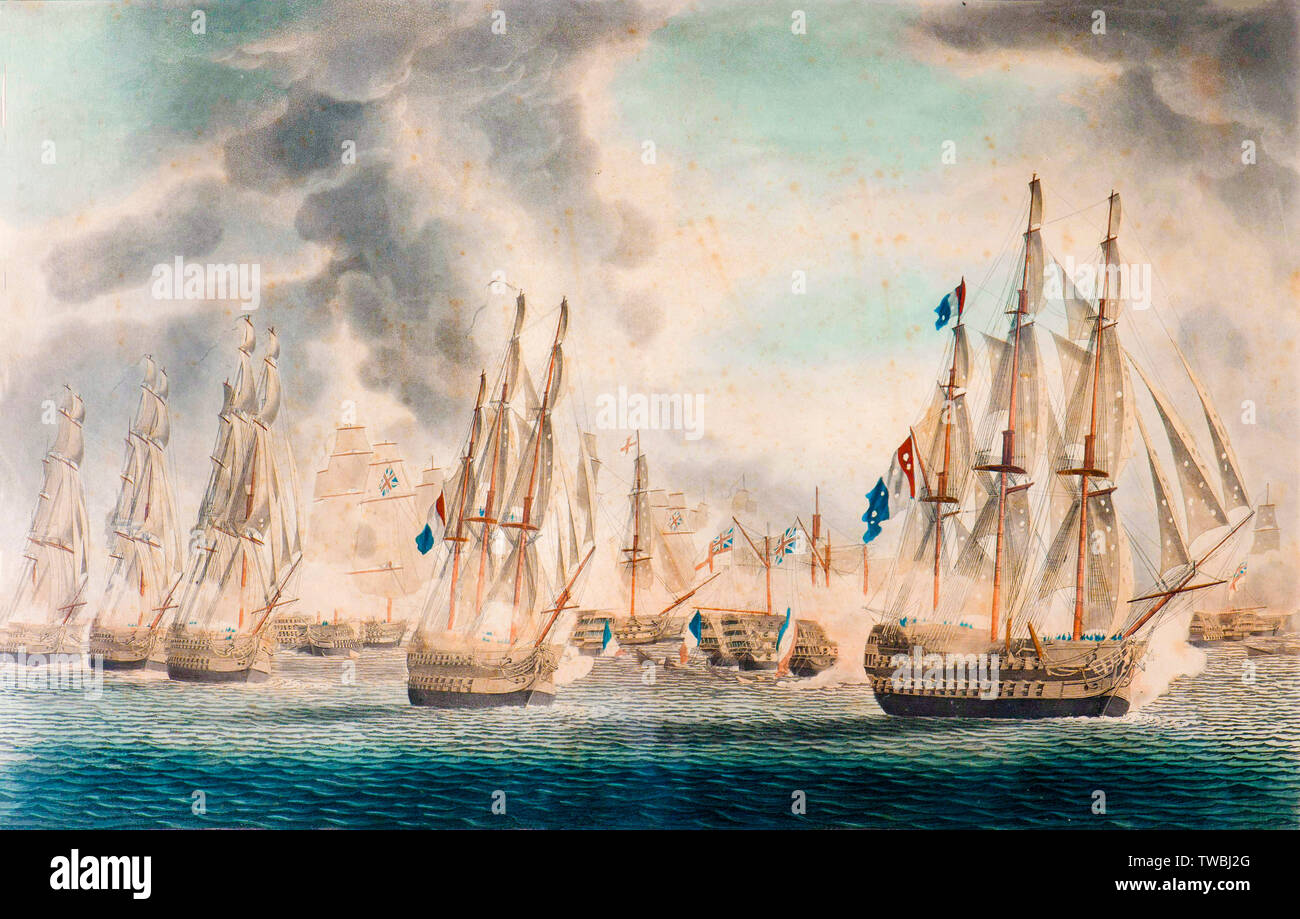 Scene from the Battle of Trafalgar, HMS Victory at Trafalgar, in the