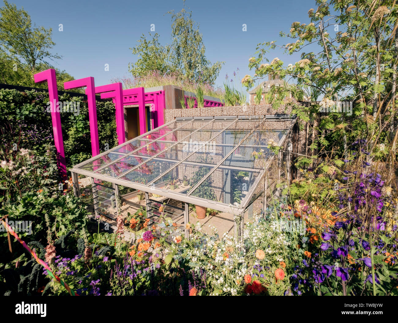The montessori centenary children's garden at the Chelsea Flower Show in London, UK. Stock Photo