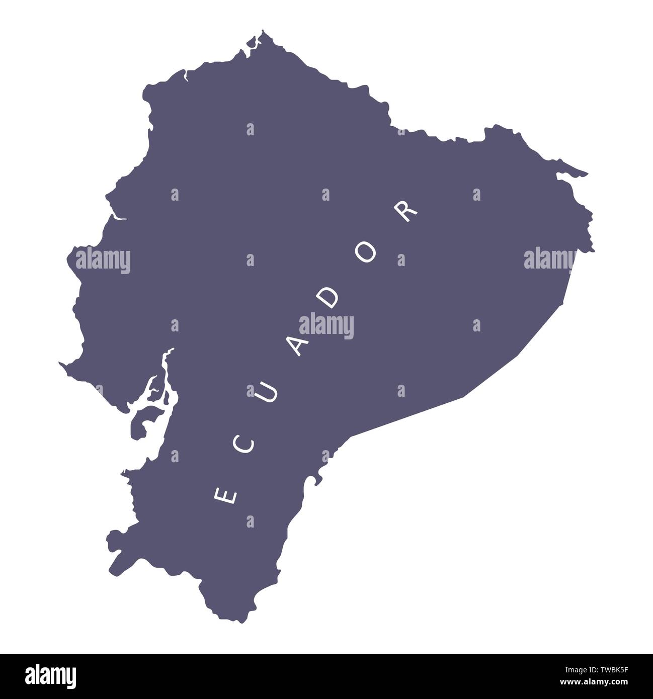 Ecuador silhouette map isolated on white background Stock Vector