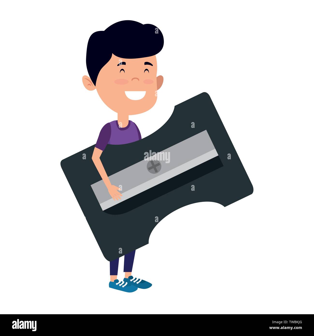 happy student boy with sharpener Stock Vector Image & Art - Alamy
