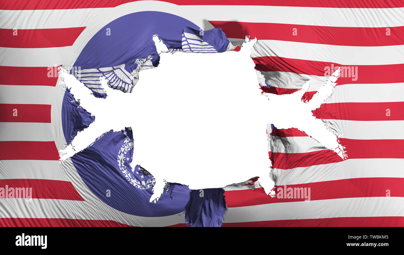 USA nazi flag with a big hole Stock Photo