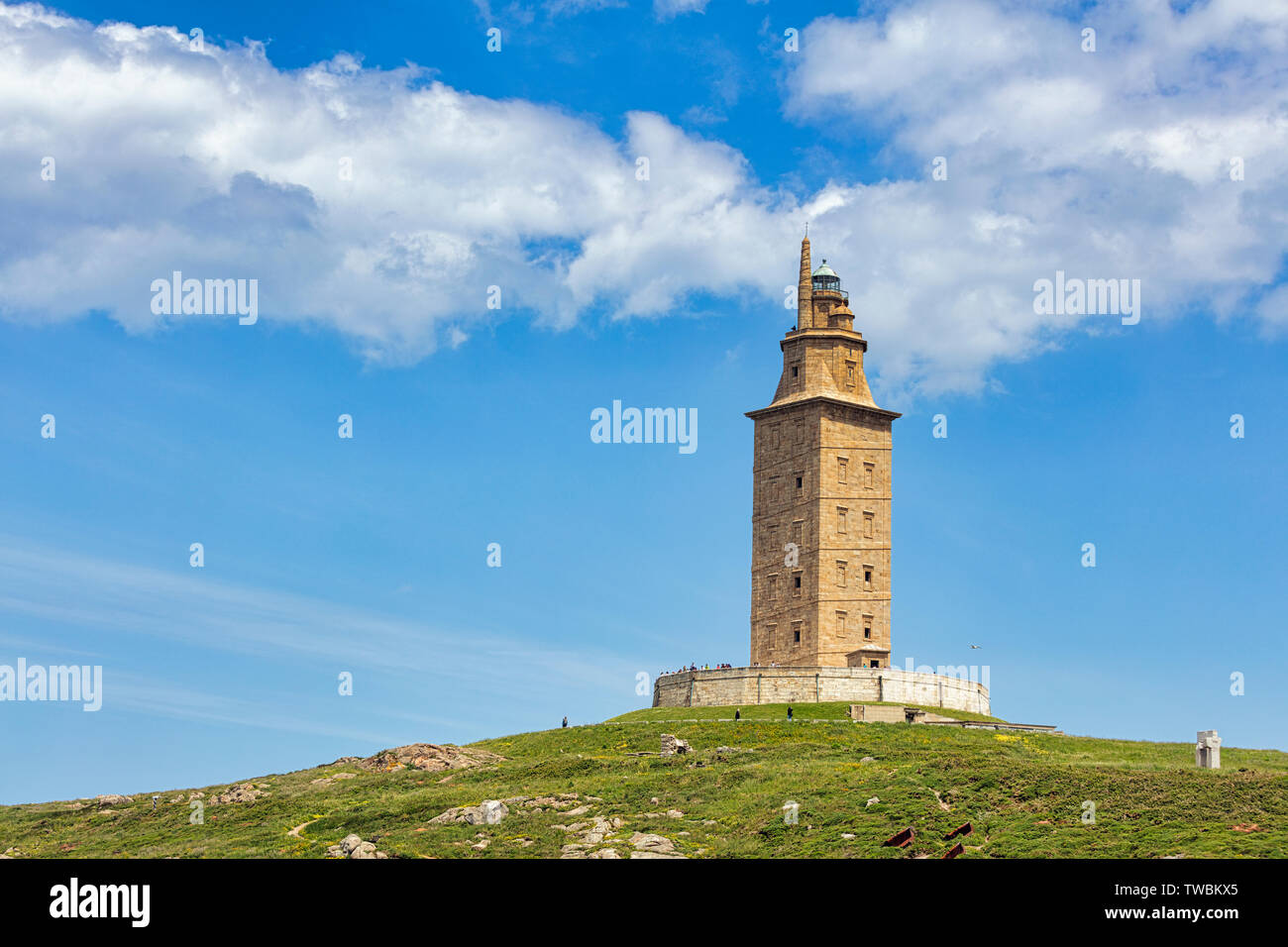 Tower of Hercules, A Coruna, A Coruna Province, Galicia, Spain.  The Tower of Hercules, a UNESCO World Heritage Site, was originally built by the Roma Stock Photo
