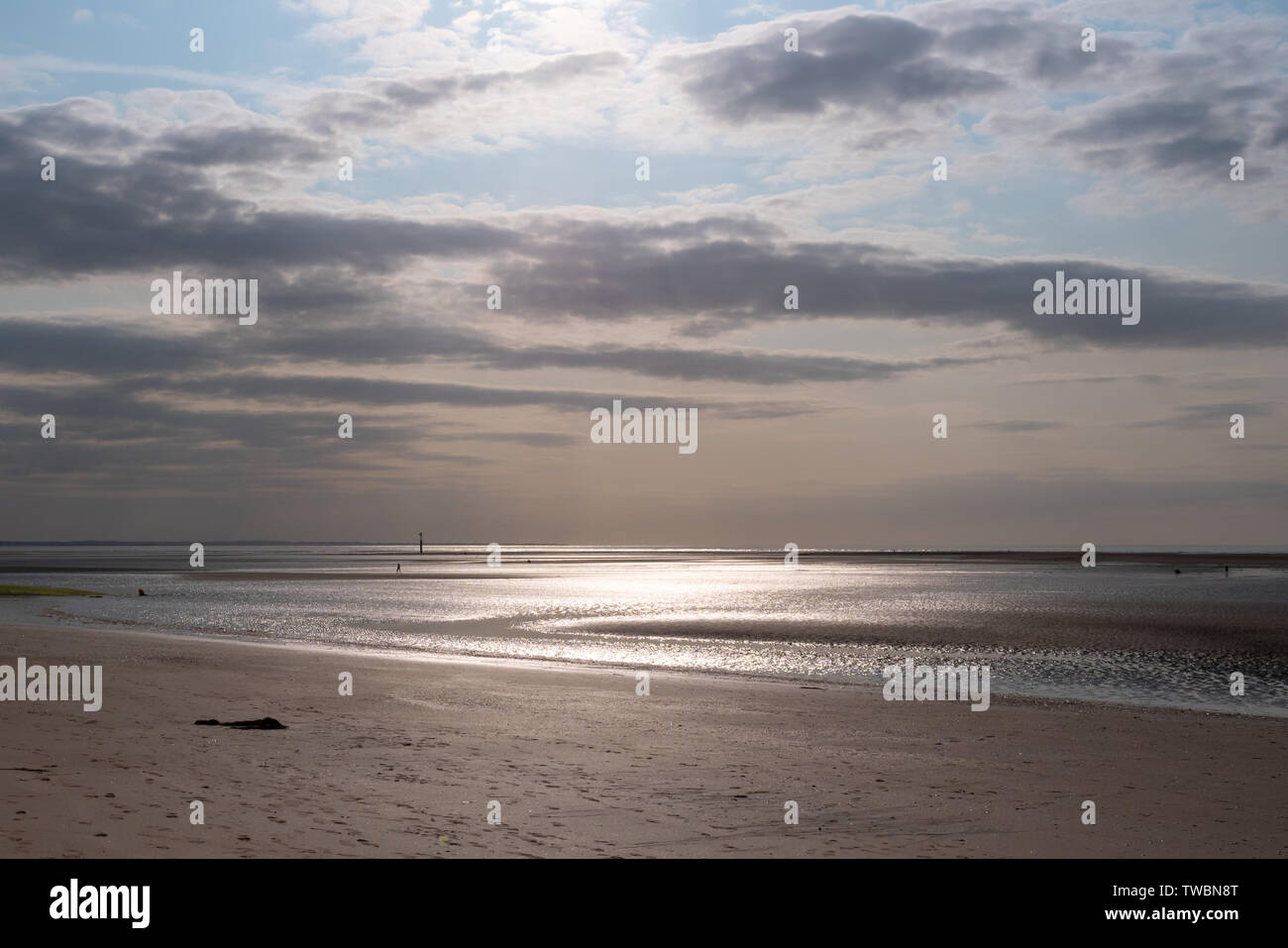 The beach of Houlgate, Normandy, at sunset Stock Photo