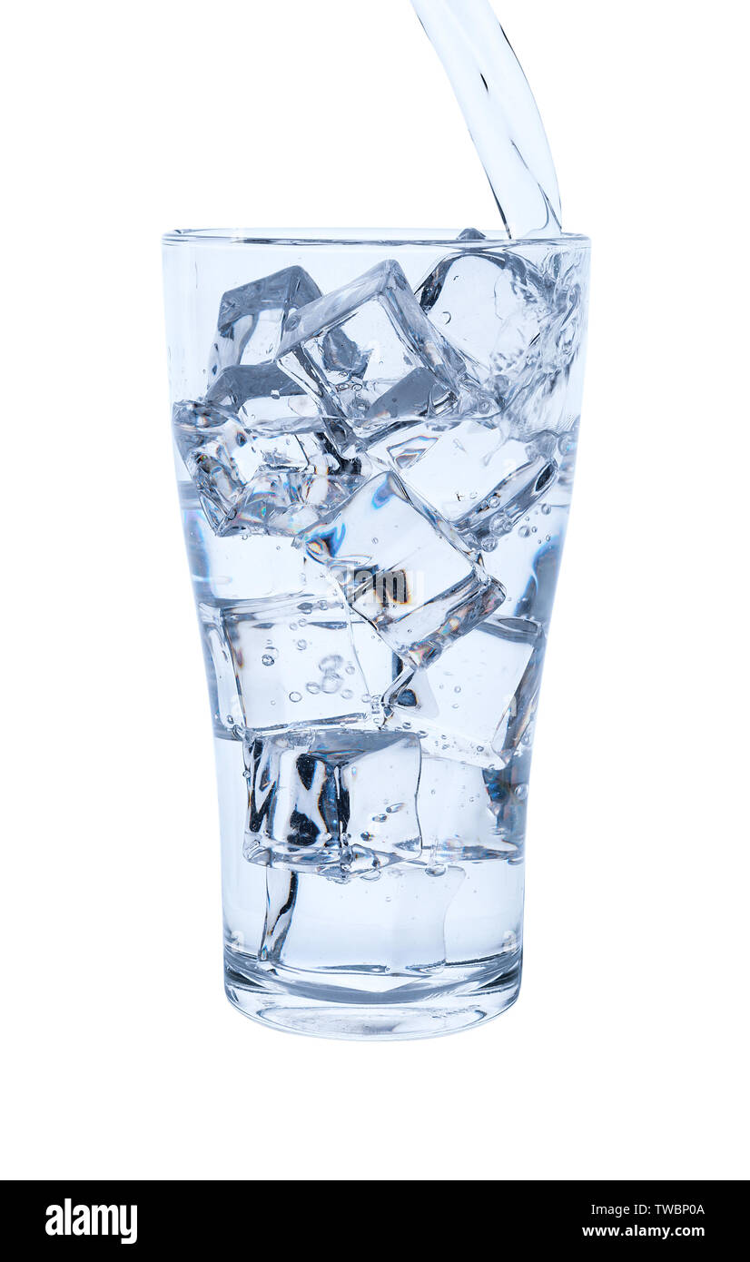 Glass of water with ice cubes isolated on white background Stock Photo ...