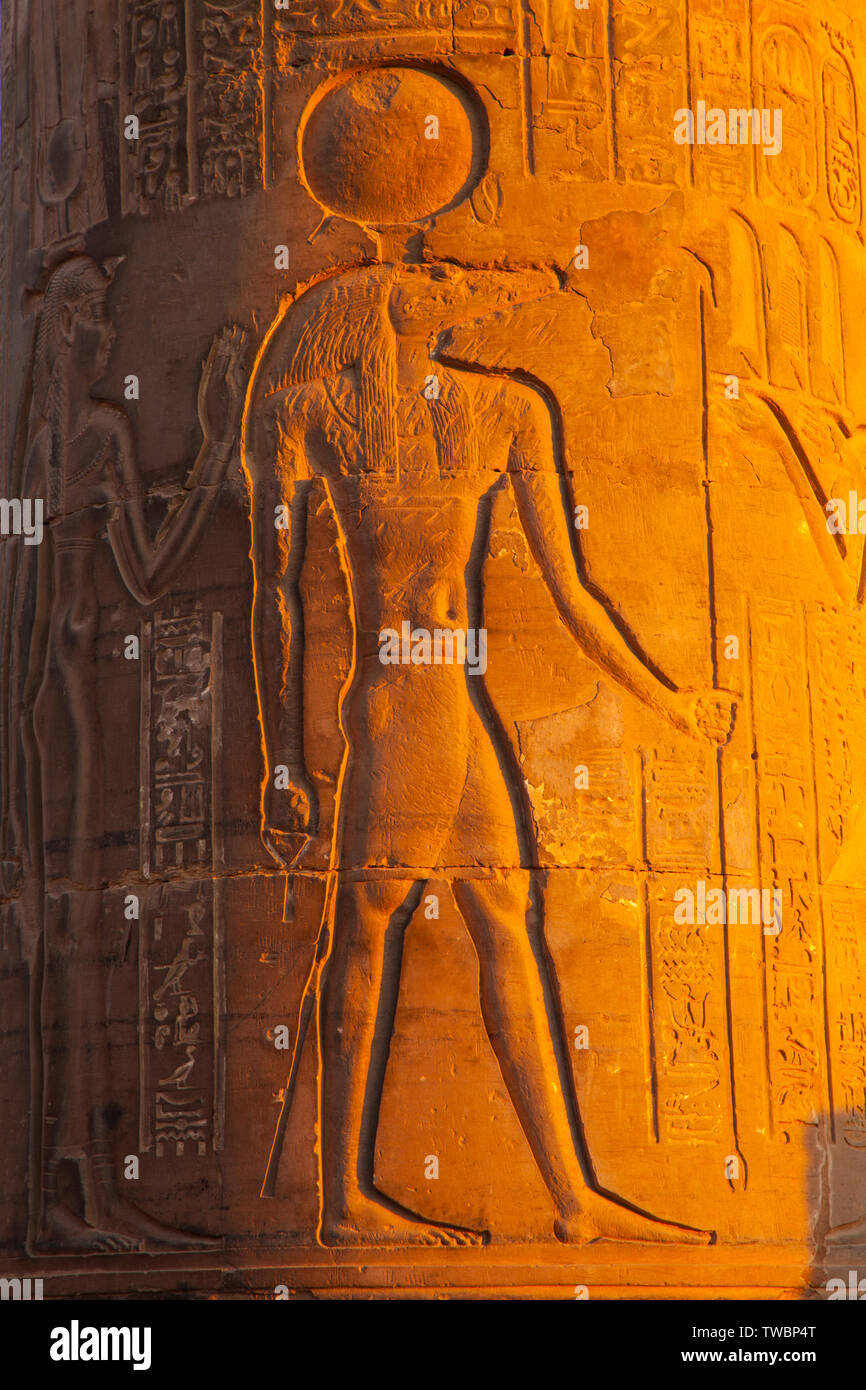 Sobek el dios cocodrilo, Templo de Kom Ombo, Kom Ombo, Valle del Nilo, Egipto. Stock Photo