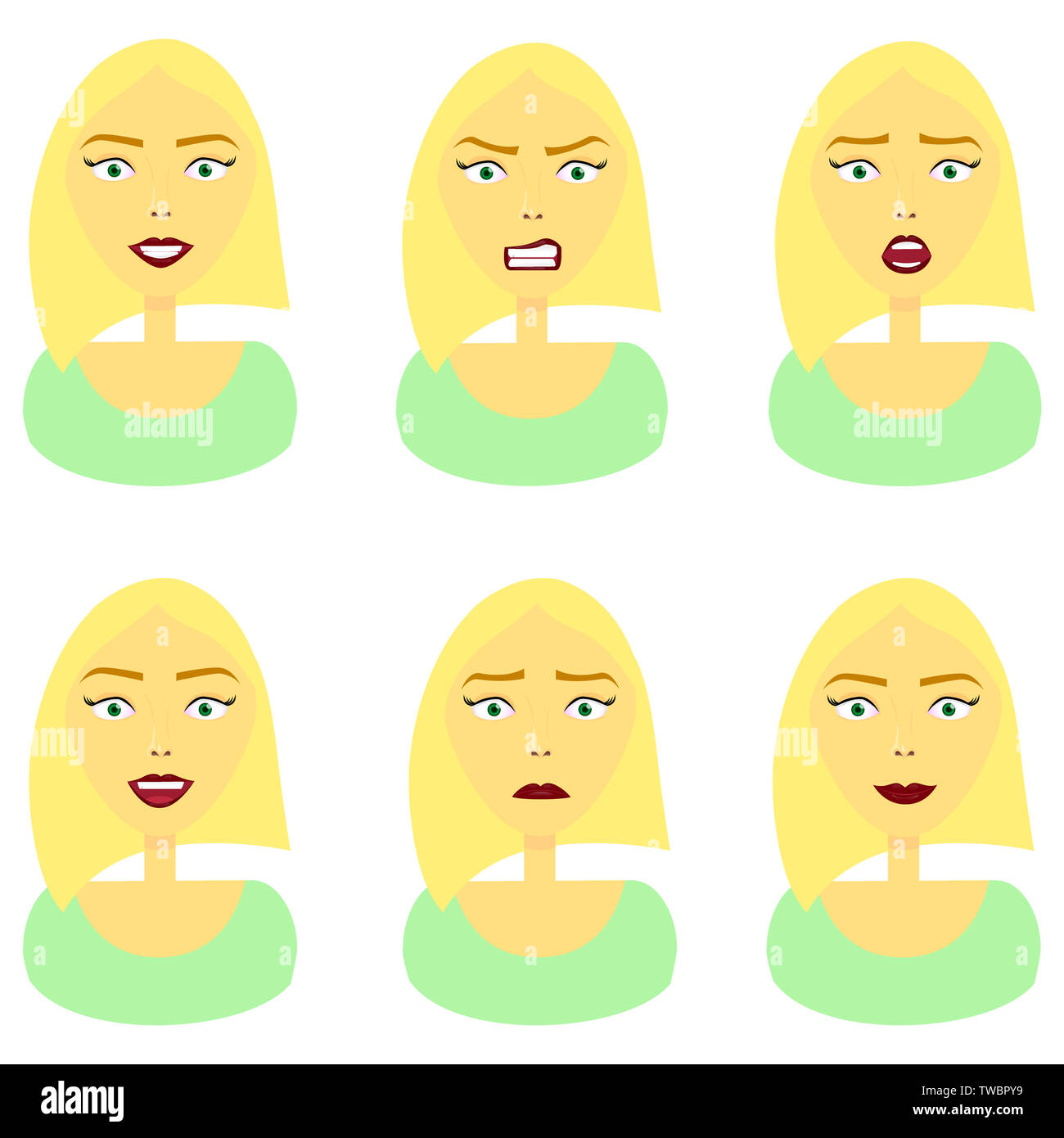 Cartoon girl emotions and expression hi-res stock photography and ...