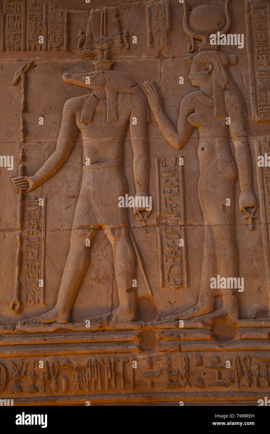 Sobek el dios cocodrilo, Templo de Kom Ombo, Kom Ombo, Valle del Nilo, Egipto. Stock Photo