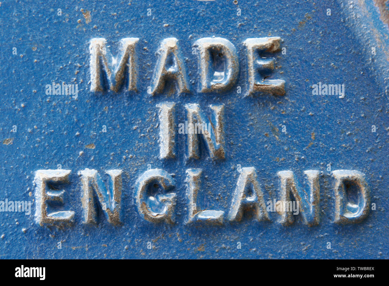 British made Steel bench vice with embossed 'Made in England' Stock Photo