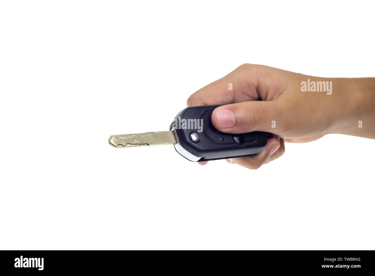 Driver hand with a car key isolated on white background Stock Photo - Alamy