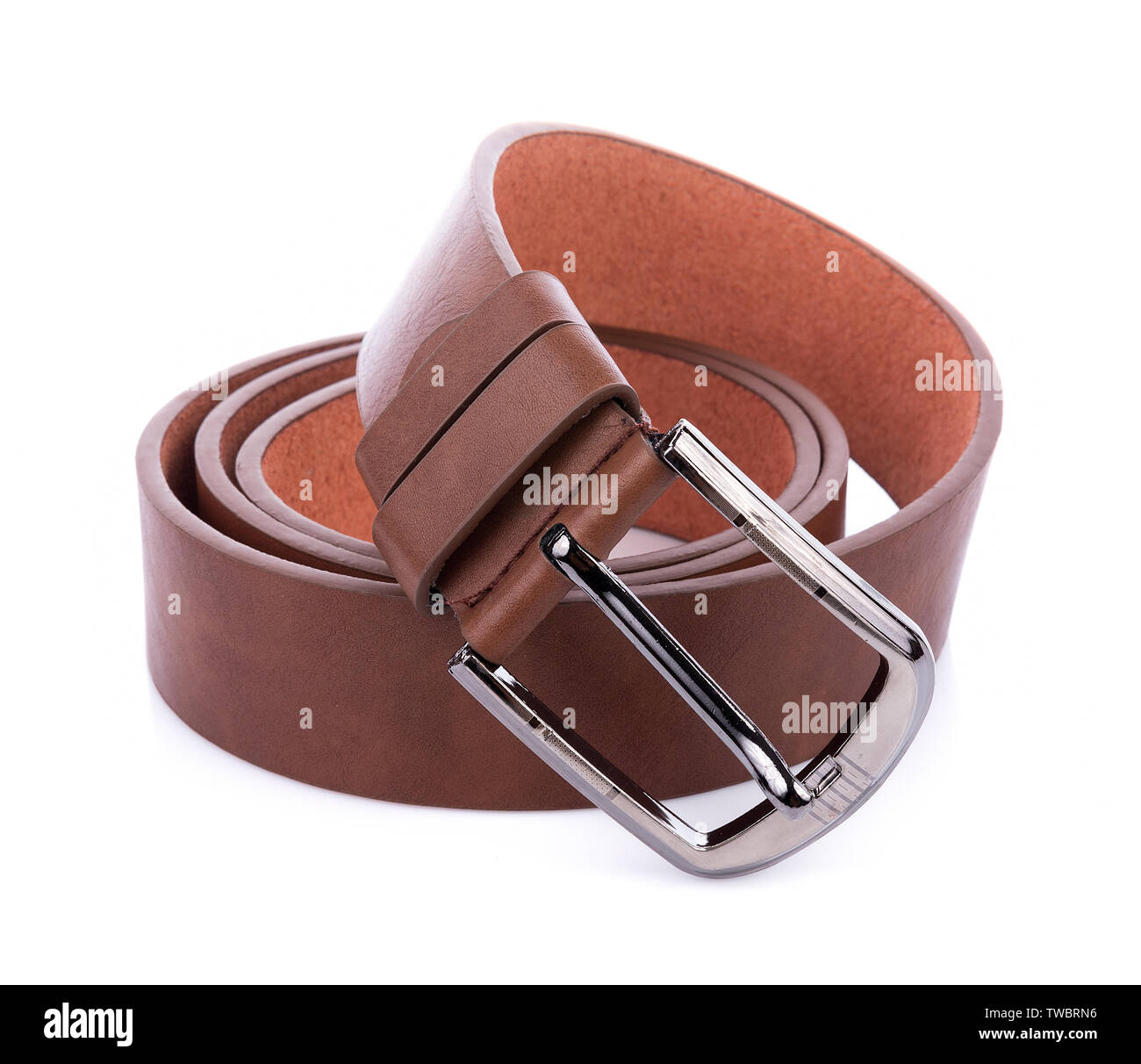 Leather belt isolated on white background Stock Photo - Alamy