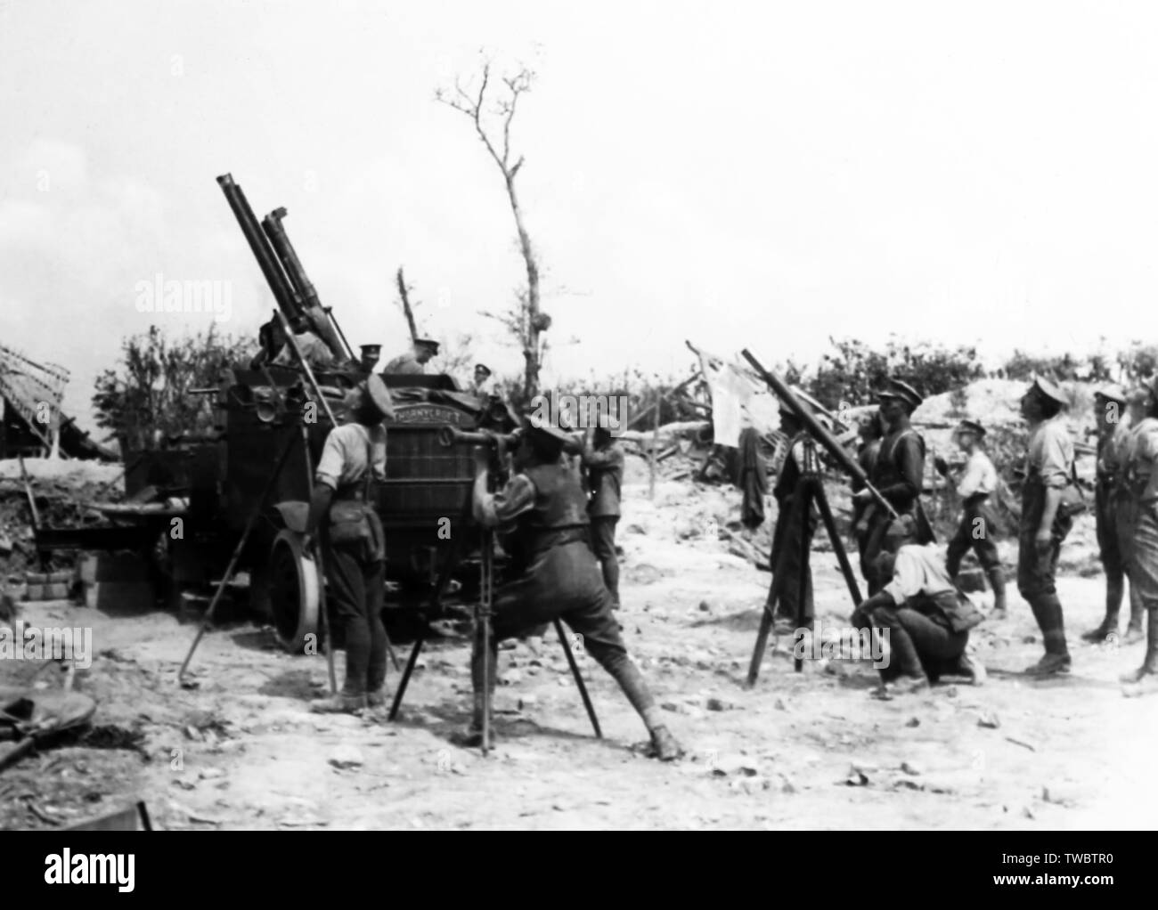Anti aircraft gun on a Thorneycroft lorry, Fricourt, August 1916 Stock