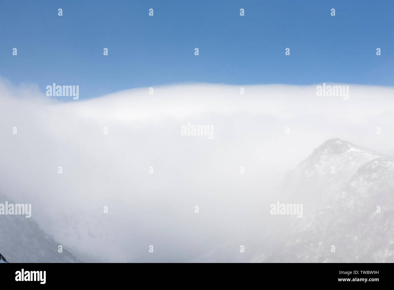 Mount Washington Tuckerman Ravine in extreme weather conditions from