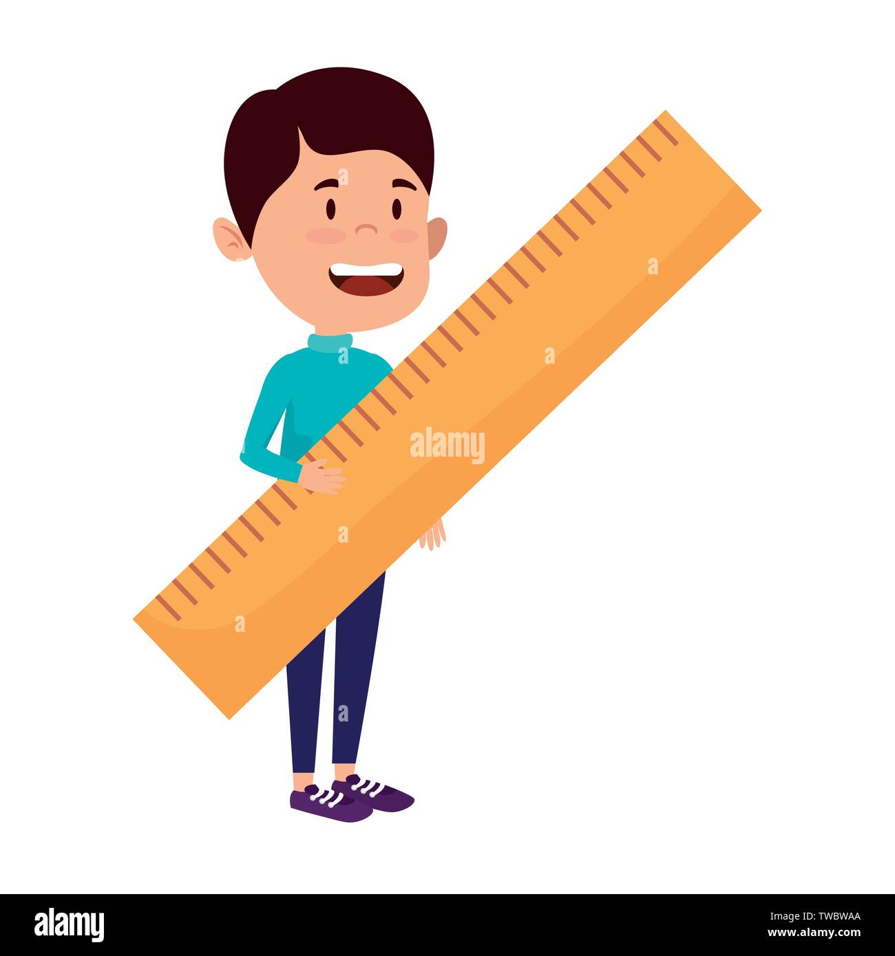 happy student boy with rule supply Stock Vector Image & Art - Alamy