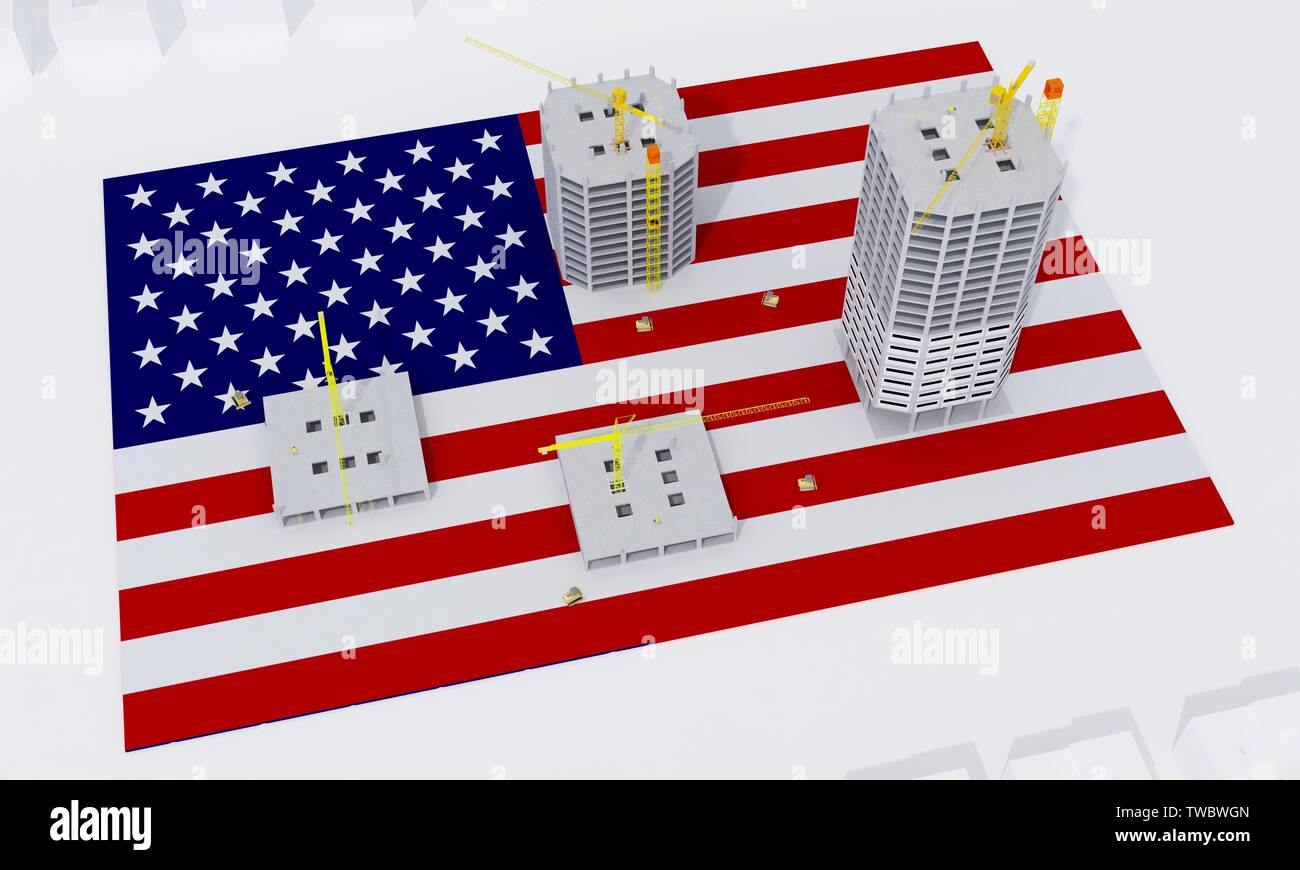 building construction concept in USA. 3d rendering Stock Photo - Alamy
