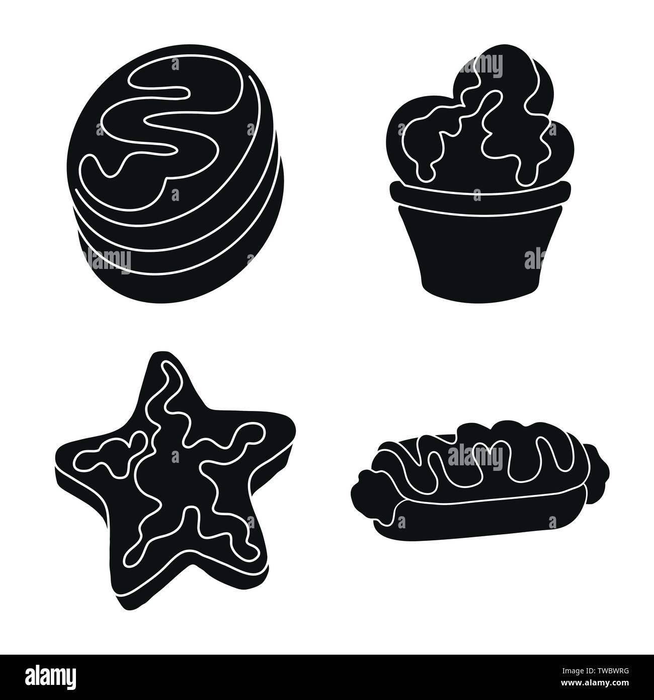 Vector illustration of sweetness and product icon. Set of sweetness and ...