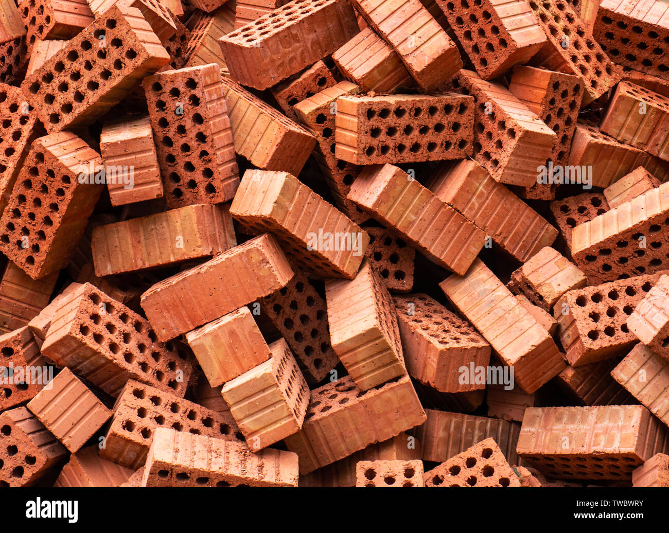 A bunch of red porous bricks Stock Photo Alamy